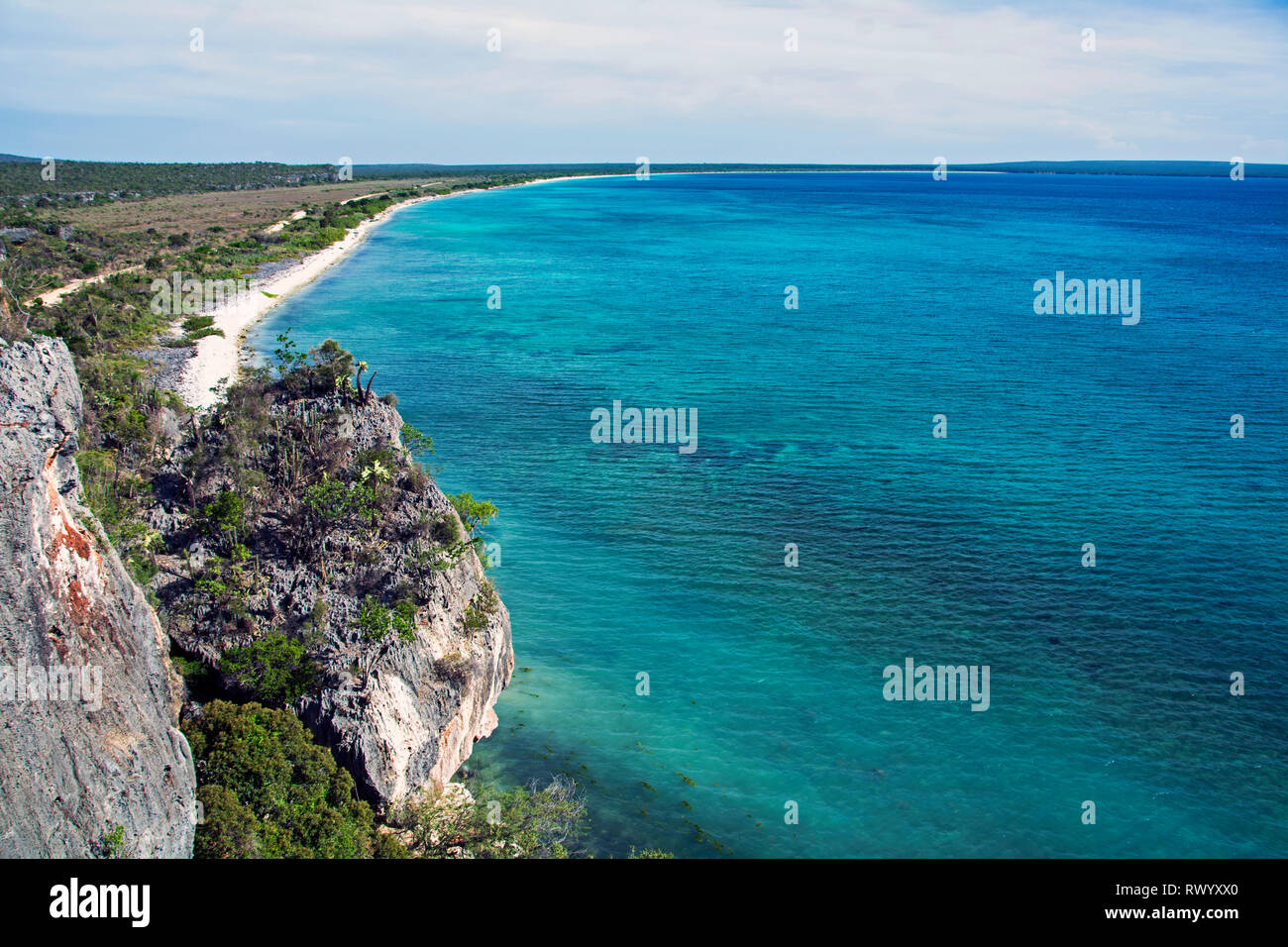 The Bay of the Eagles is a bay of the Caribbean Sea, located in the central part of the southern coast of the island of Santo Domingo, and considered  Stock Photo