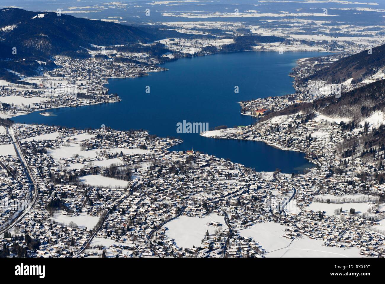 Tegernsee in winter, Rottach-Egern, Upper Bavaria, Bavaria, Germany Stock Photo