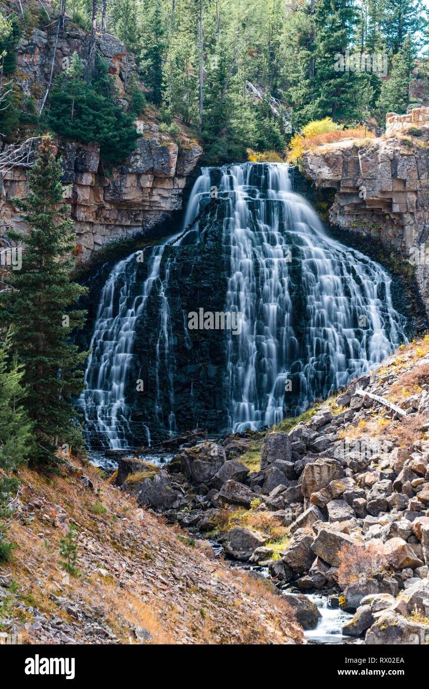 Rustic Falls, Waterfall, Yellowstone National Park, Wyoming, USA Stock Photo