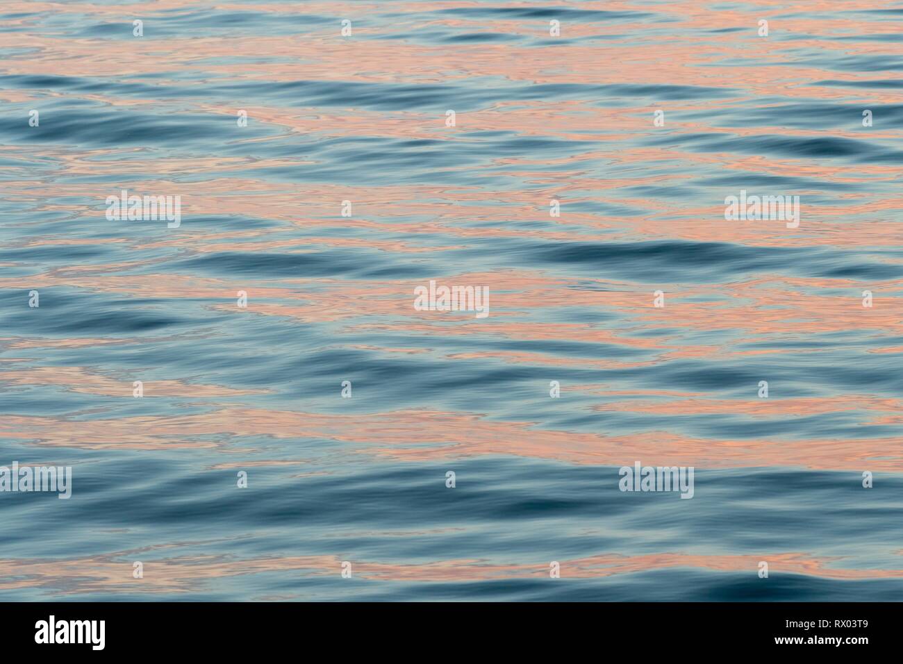 Sea surface at sunrise, Greenland Sea, Spitsbergen, Svalbard, Norway Stock Photo