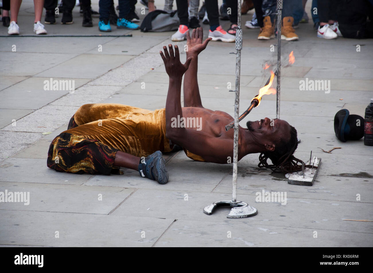 Street entertainer in Trafalgar Square, London, England, UK Stock Photo