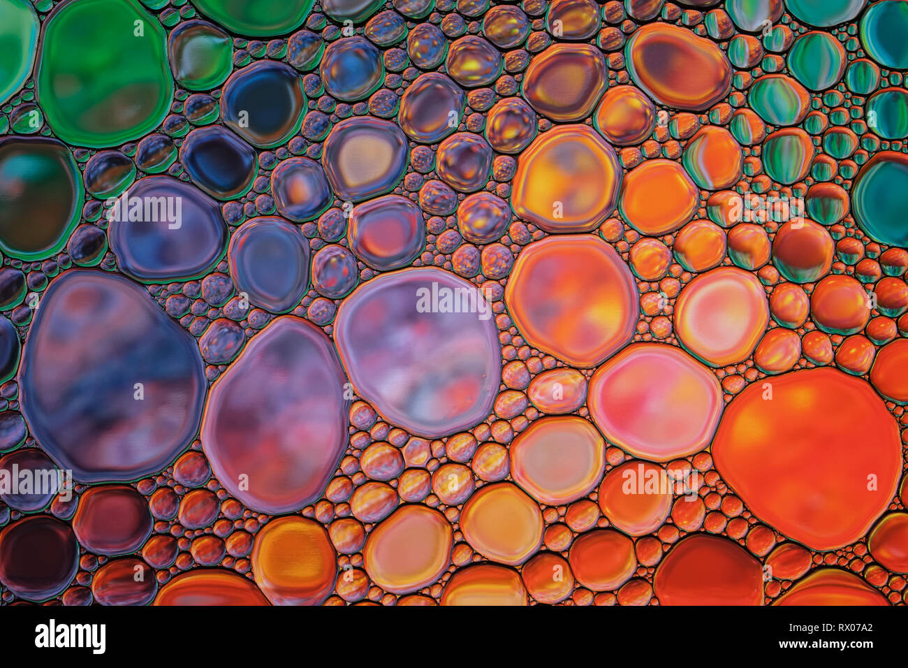 Beautiful abstract water oil bubble colorful background. Stock Photo