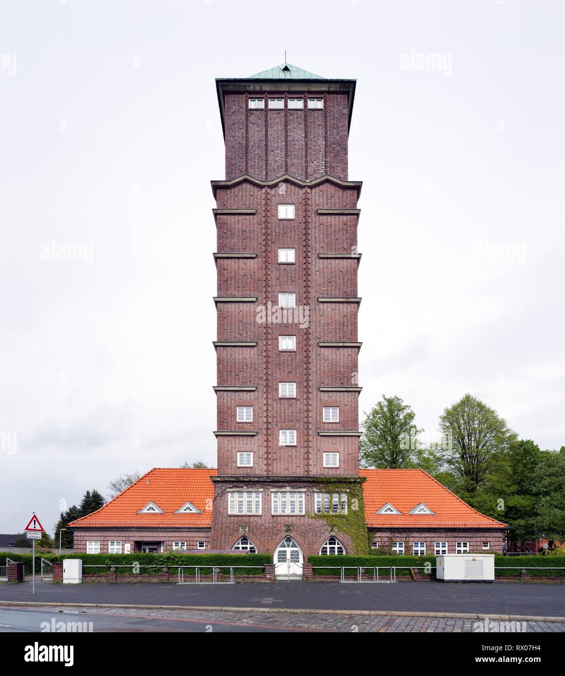 Water tower, architectural monument, brick expressionism, Blumenthal, Bremen, Germany Stock Photo