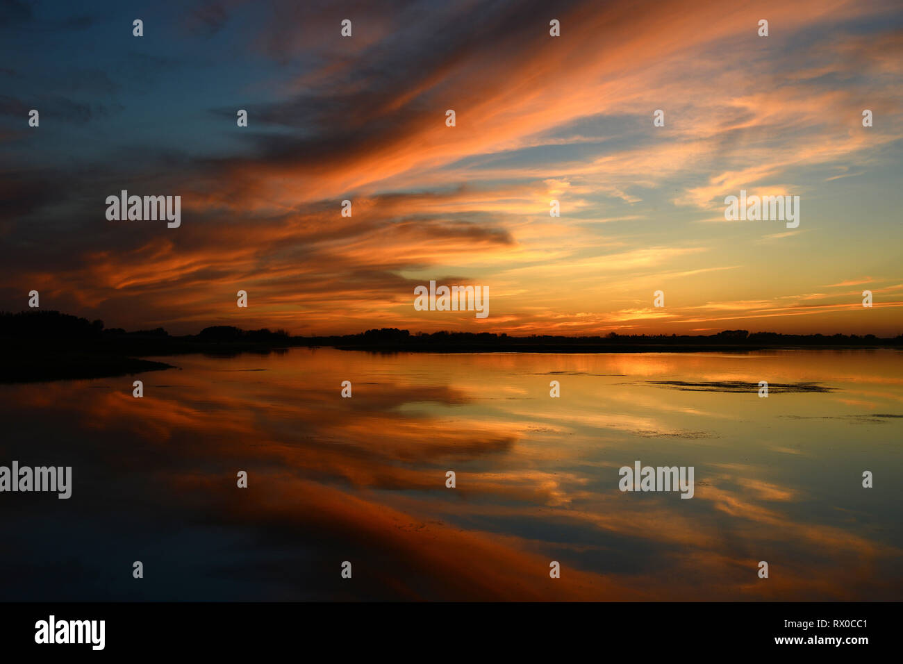 sunset, reflection, Floral, Saskatchewan Stock Photo Alamy