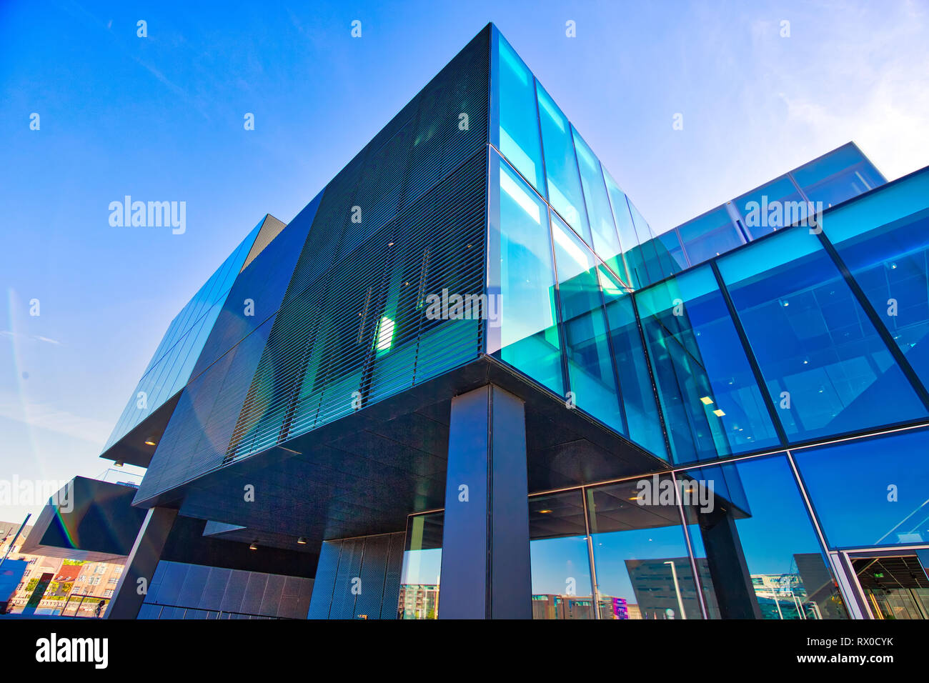 Copenhagen, Denmark-August 1, 2018: The BLOX building, a new prestige building for architecture and design on Christians Brygge in Copenhagen. (Also h Stock Photo