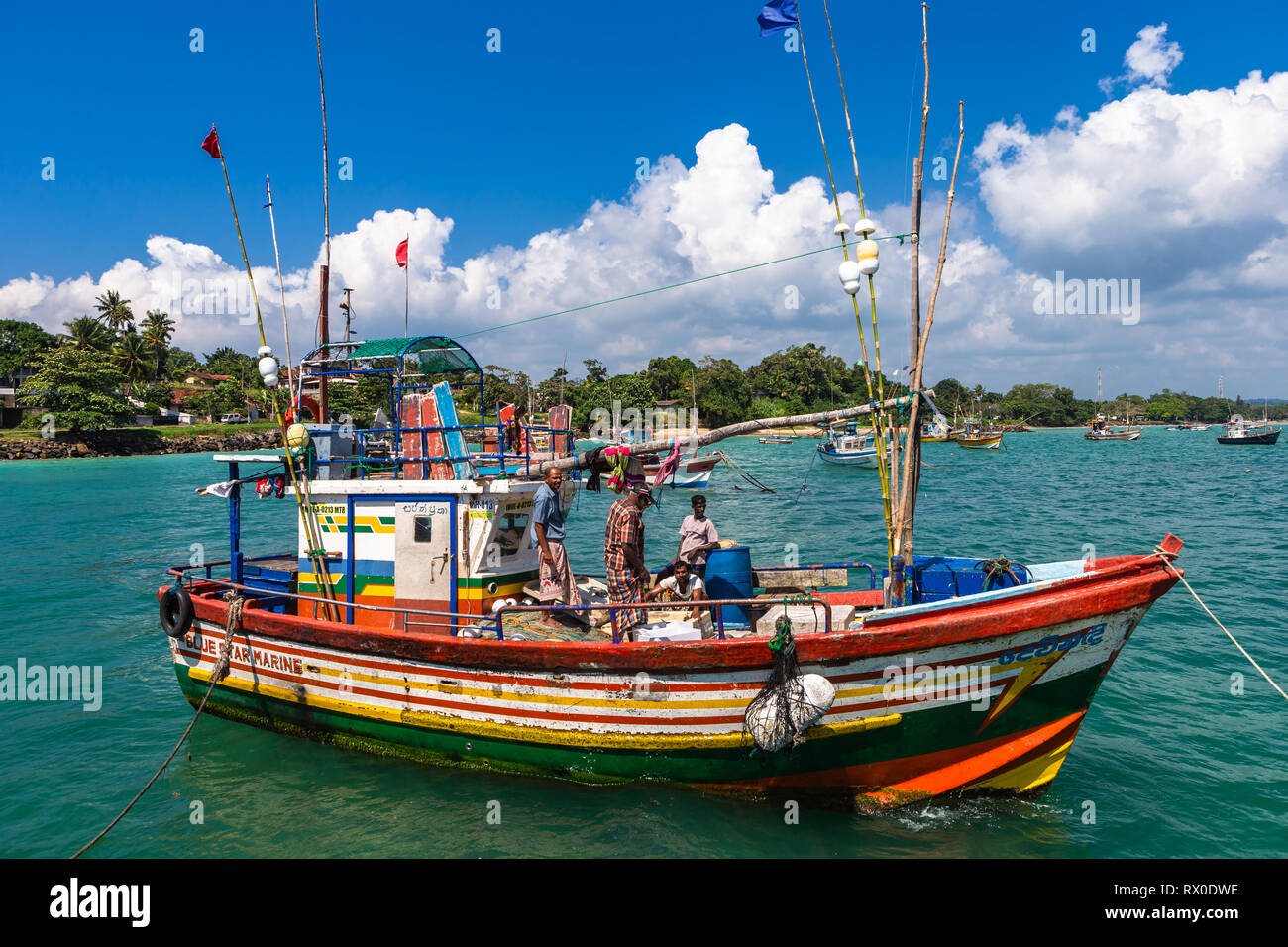 Weligama, Sri Lanka December 23, 2018 Traditional Sri Lankan fishing