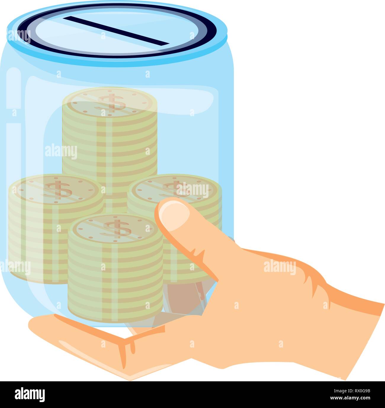hand and saving jar with money coins vector illustration design Stock ...