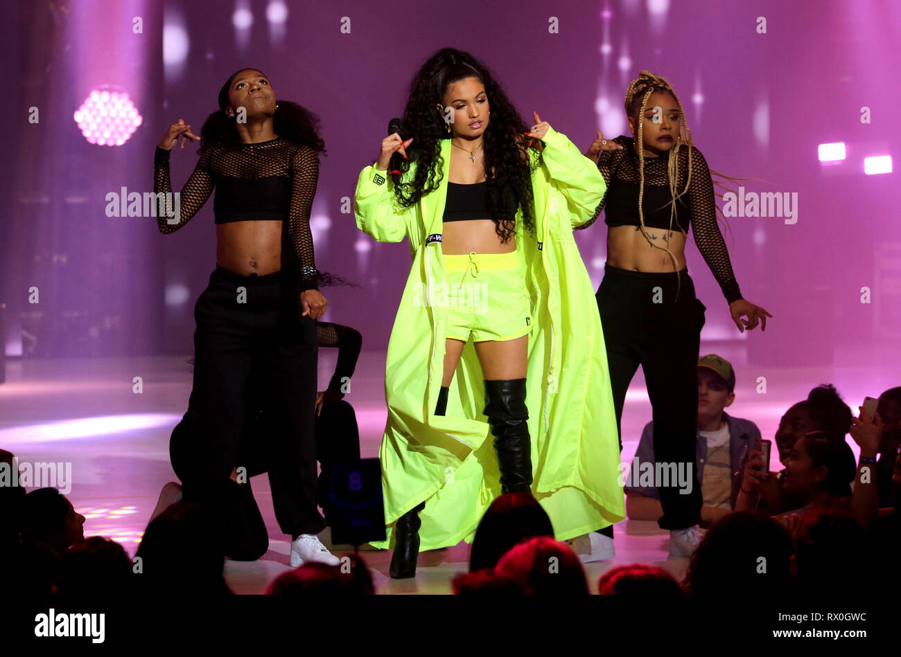 Mabel performs on stage during The Global Awards 2019 with Very.co.uk ...