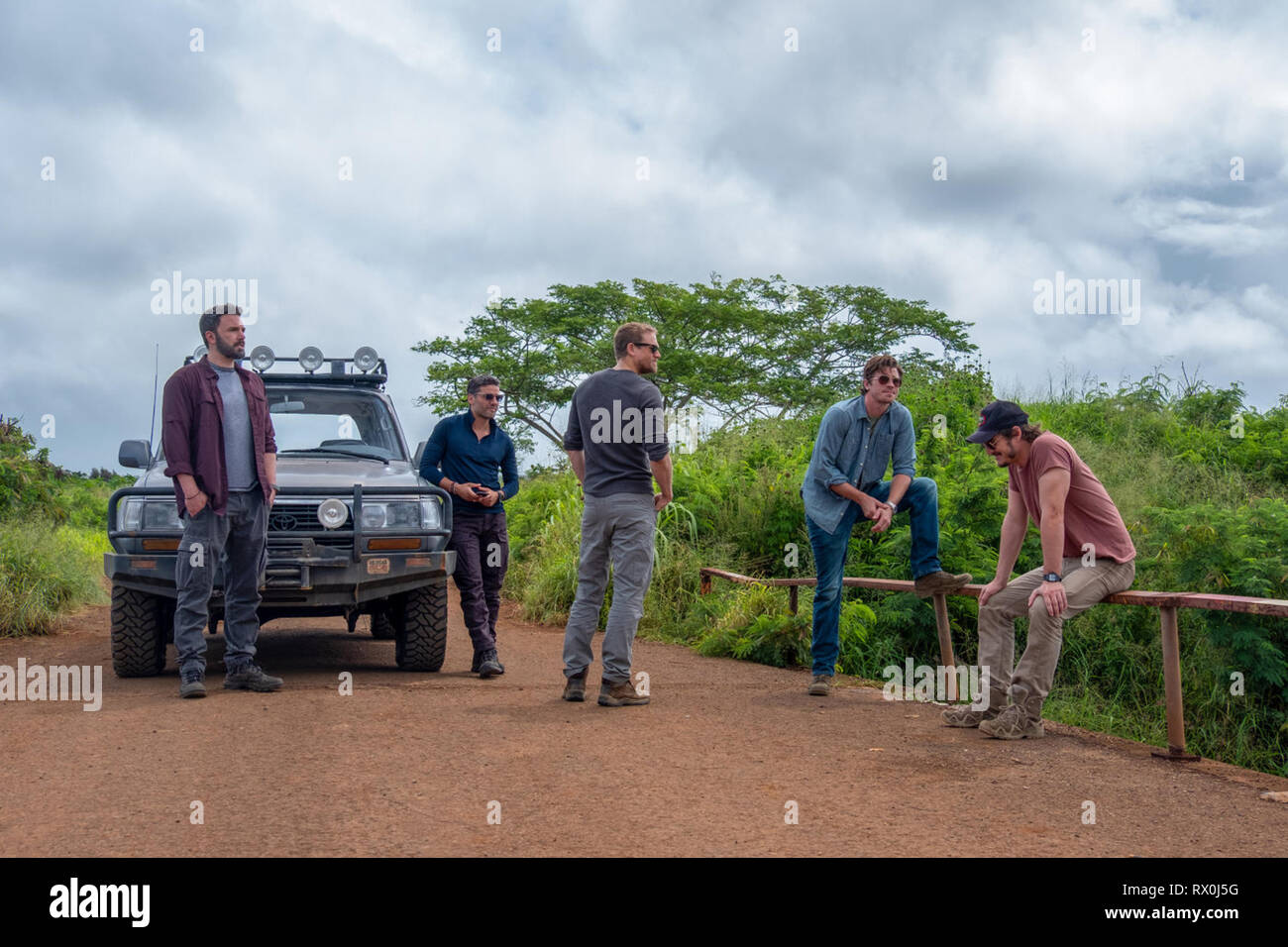 Triple Frontier is an upcoming 2019 American action thriller film directed by J. C. Chandor, with a screenplay by Chandor and Mark Boal, from a story by Boal. The film stars Ben Affleck, Oscar Isaac, Charlie Hunnam, Garrett Hedlund, and Pedro Pascal.    This photograph is supplied for editorial use only and is the copyright of the film company and/or the designated photographer assigned by the film or production company. Stock Photo