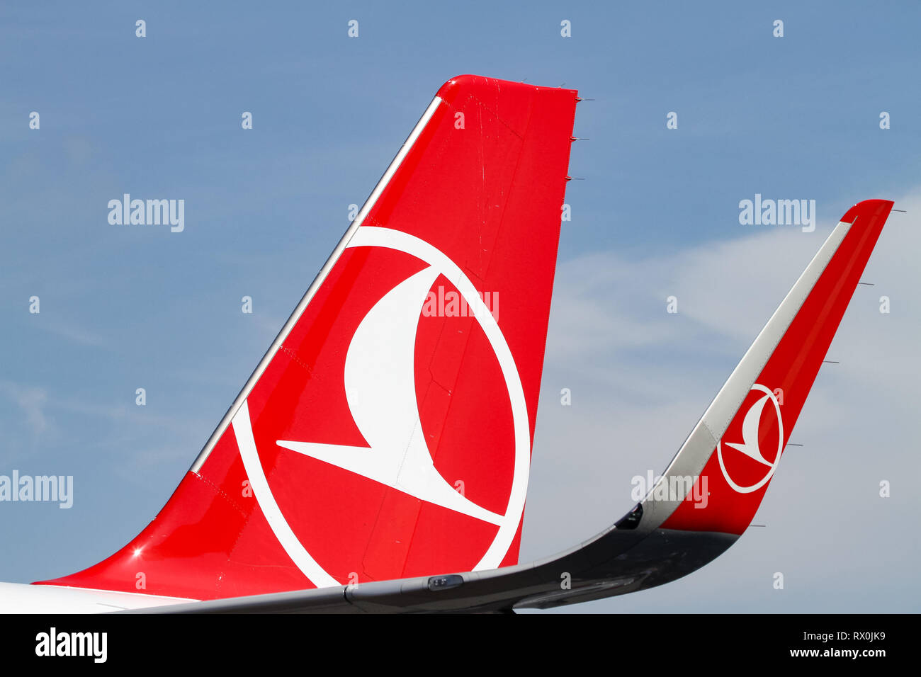 ISTANBUL, TURKEY SEPTEMBER 23, 2018 Tailplane of Turkish Airlines