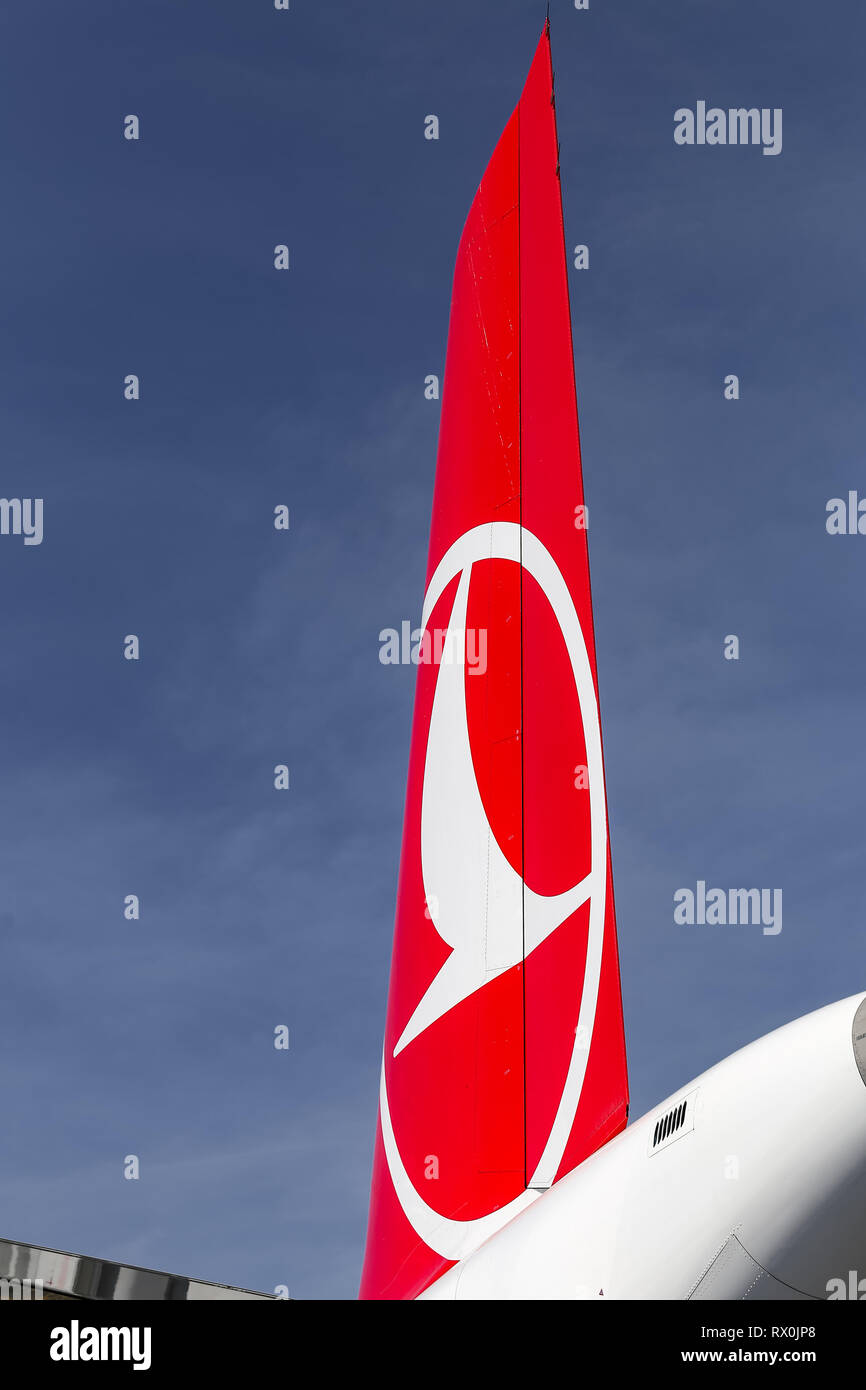 ISTANBUL, TURKEY SEPTEMBER 23, 2018 Tailplane of Turkish Airlines