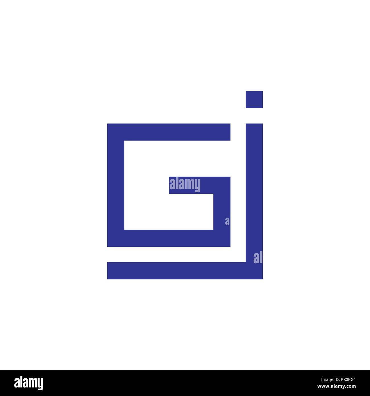 abstract letters gj geometric arrow square logo vector Stock Vector