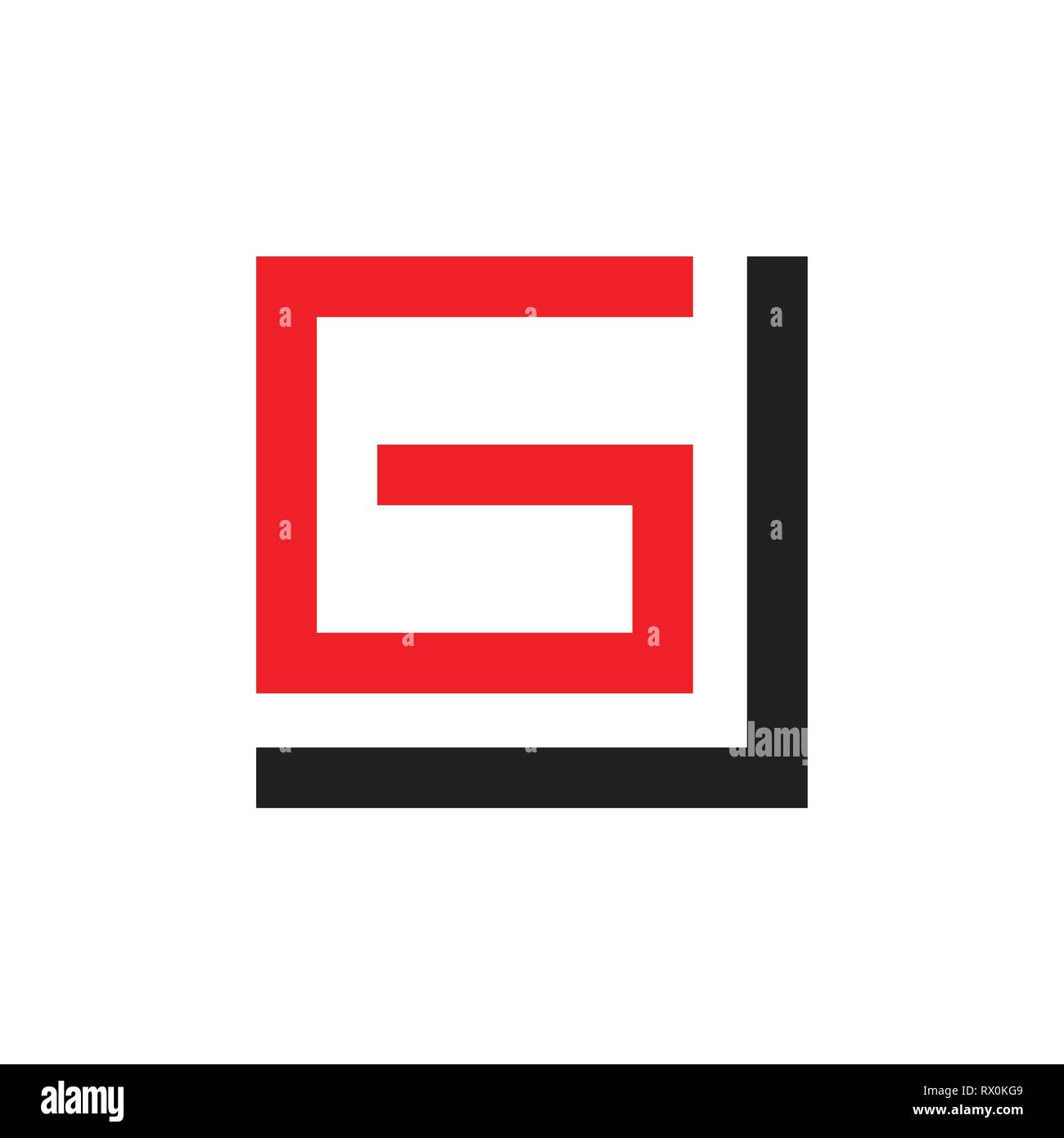 abstract letters gj geometric arrow square logo vector Stock Vector