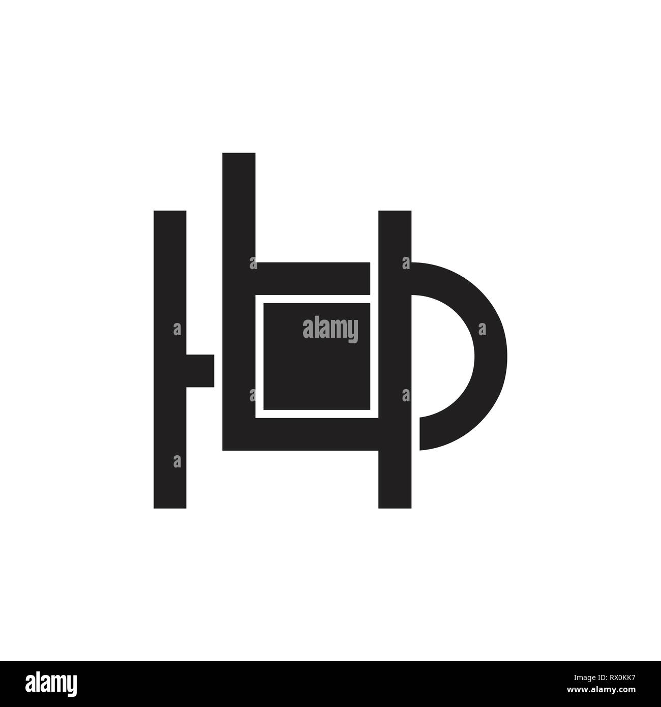 letter hb linked square design geometric logo Stock Vector