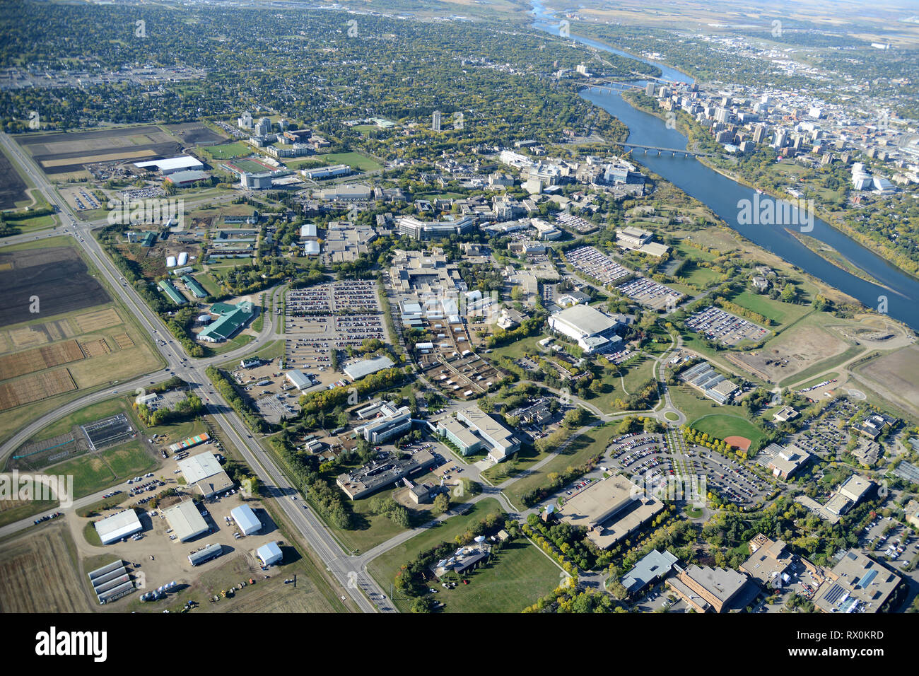 aerial, University of Saskatchewan, Saskatoon, Saskatchewan Stock Photo