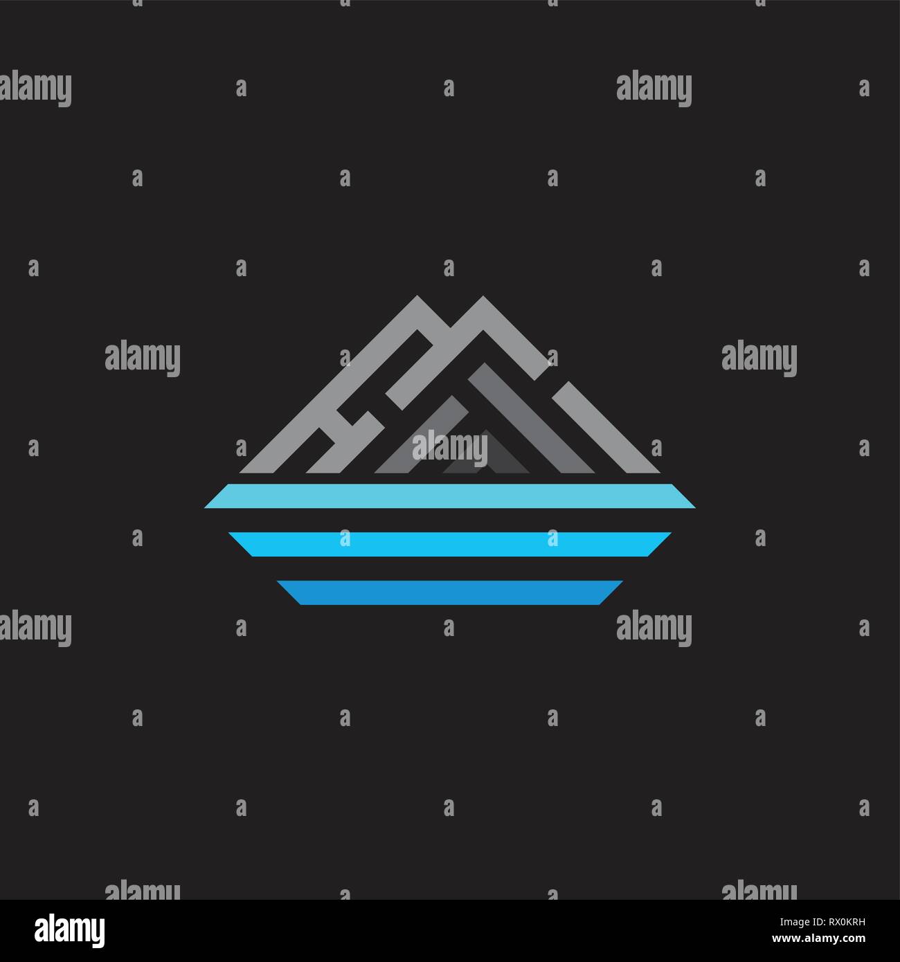stripes geometric mountain sea gradient logo vector Stock Vector