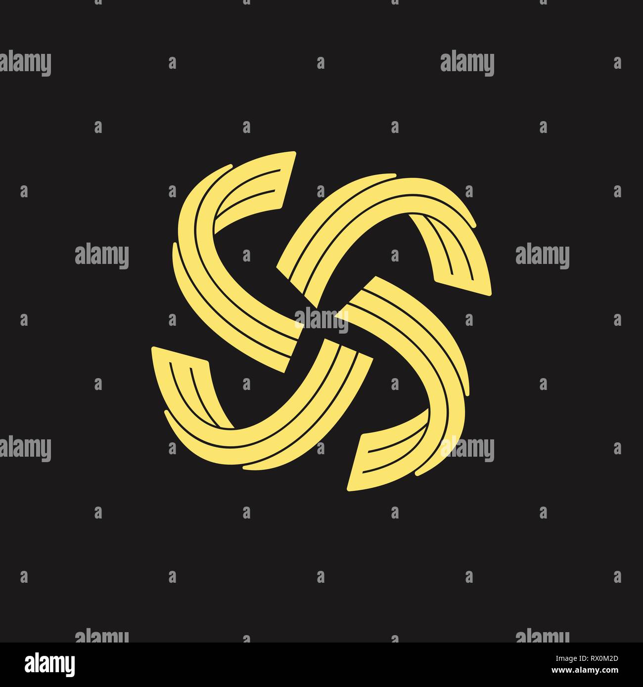 stripes swirl ribbon 3d logo vector Stock Vector