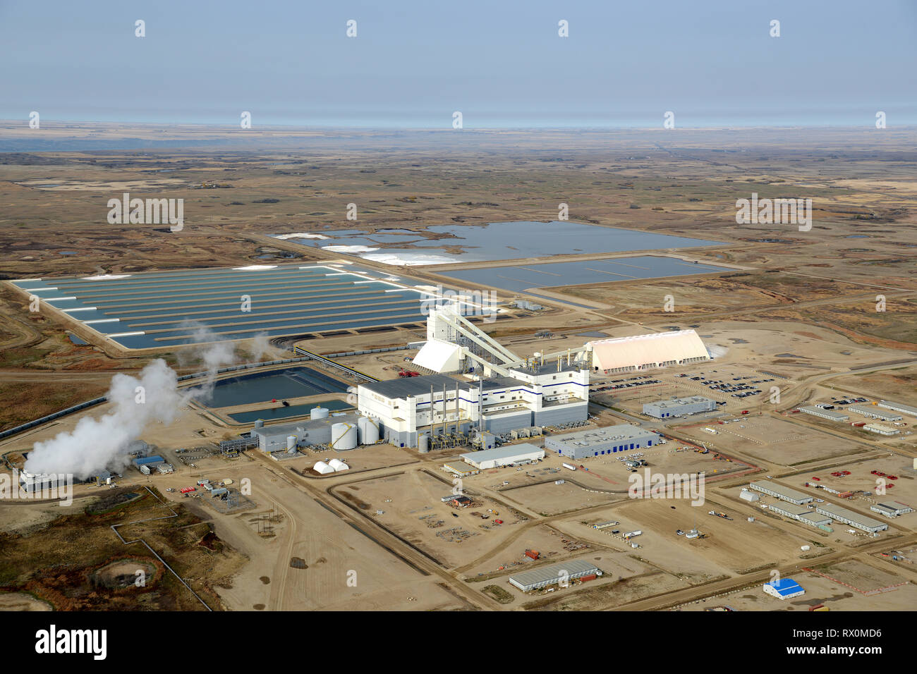 aerial, K+S Legacy (injection) potash mine, Bethune, Saskatchewan Stock Photo