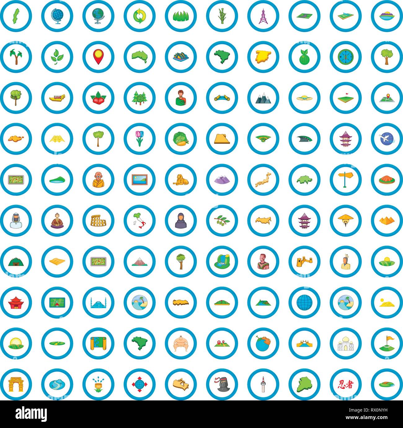 100 earth icons set, cartoon style Stock Vector Image & Art - Alamy