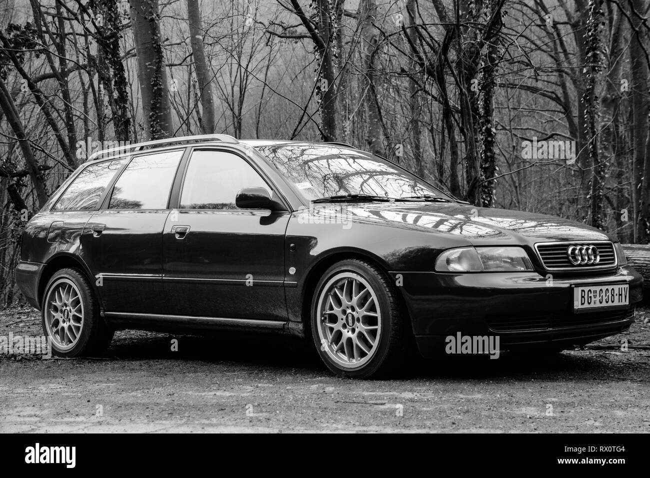 Audi A4 B5 (black&white) Stock Photo