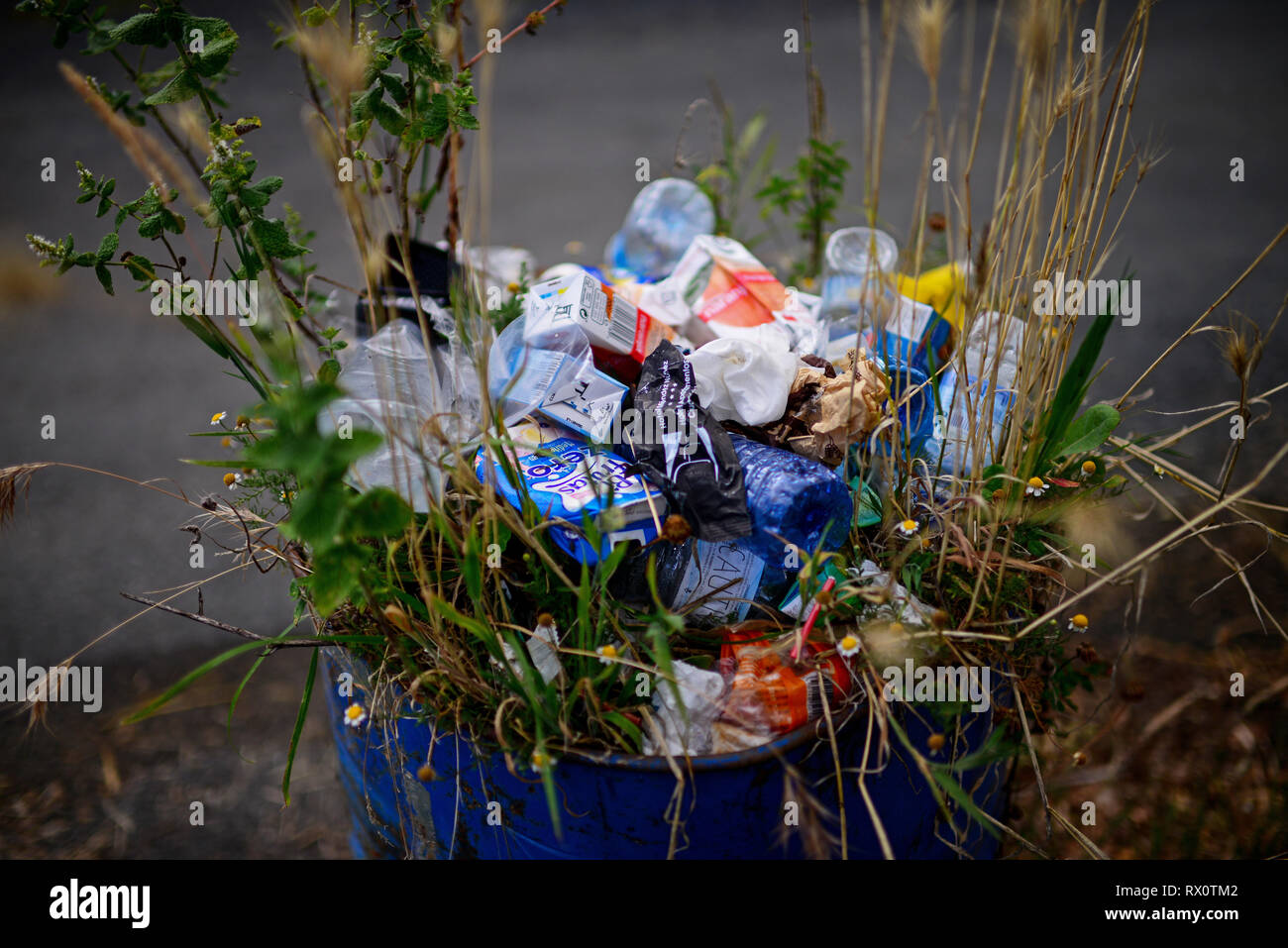 Trash bin, Galicia, Spain Stock Photo Alamy