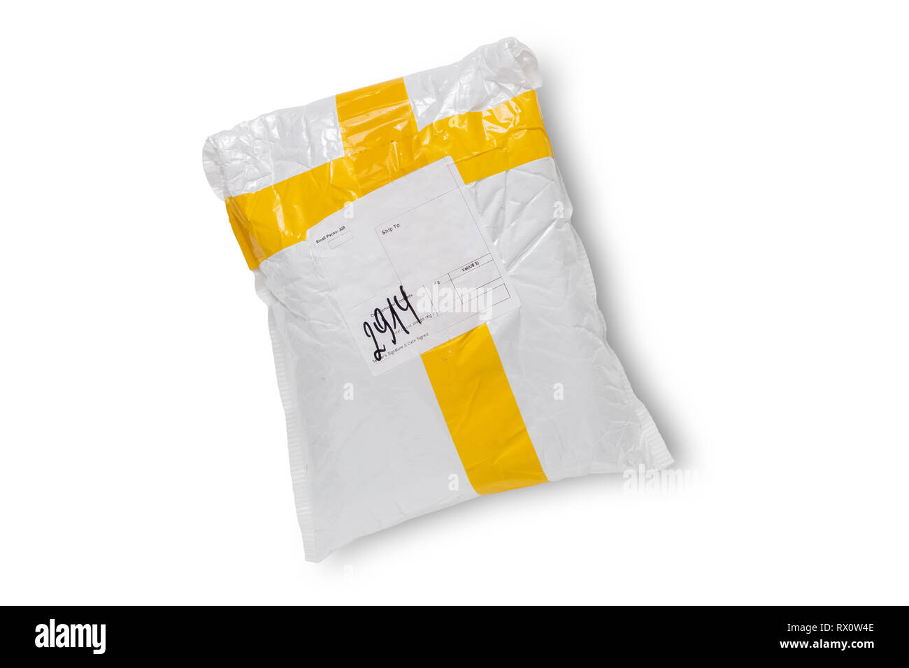 Mail package on white. Stock Photo