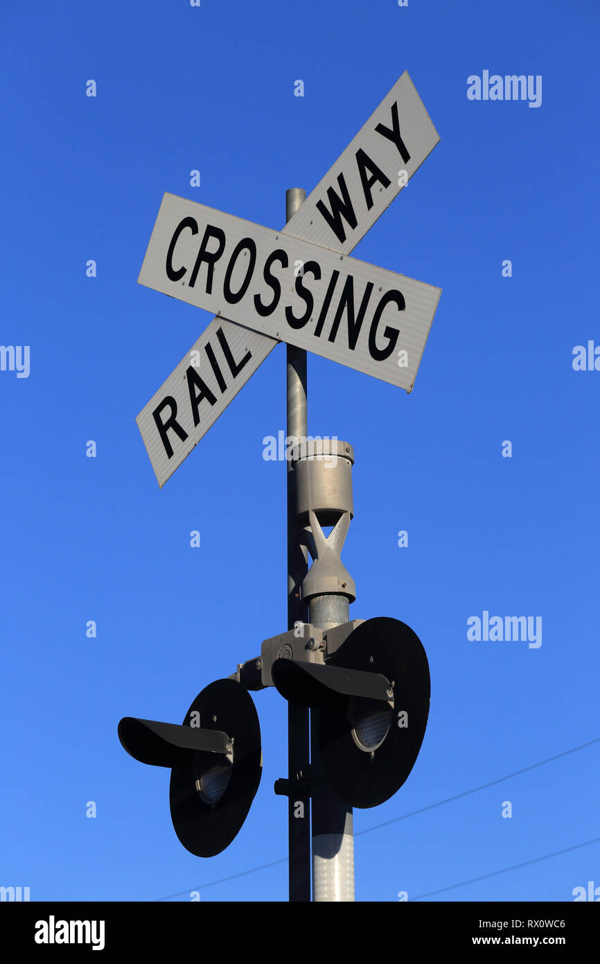 Railway crossing sign hi-res stock photography and images - Alamy