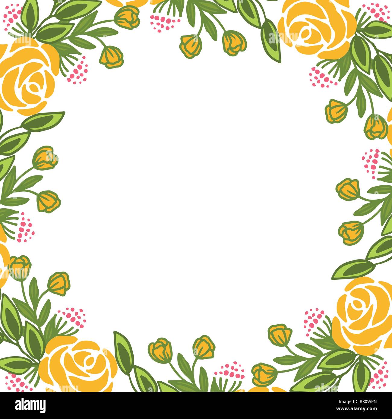 Vector illustration design artwork colorful wreath frame hand drawn ...