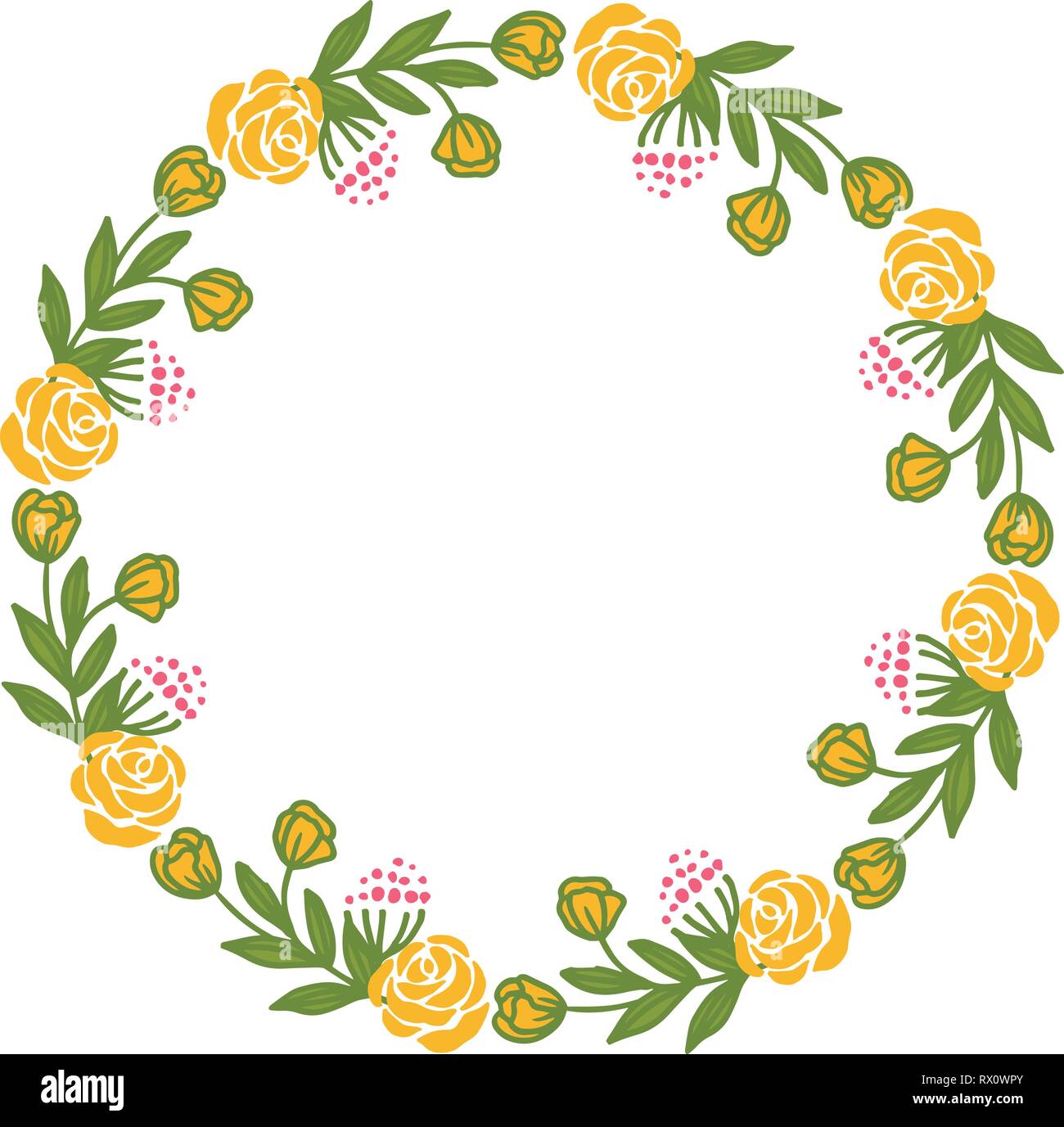 Vector illustration design artwork colorful wreath frame hand drawn ...
