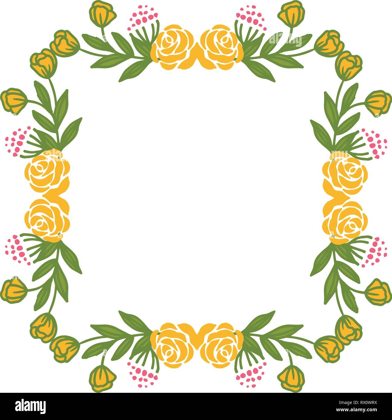 Vector illustration design artwork colorful wreath frame hand drawn ...