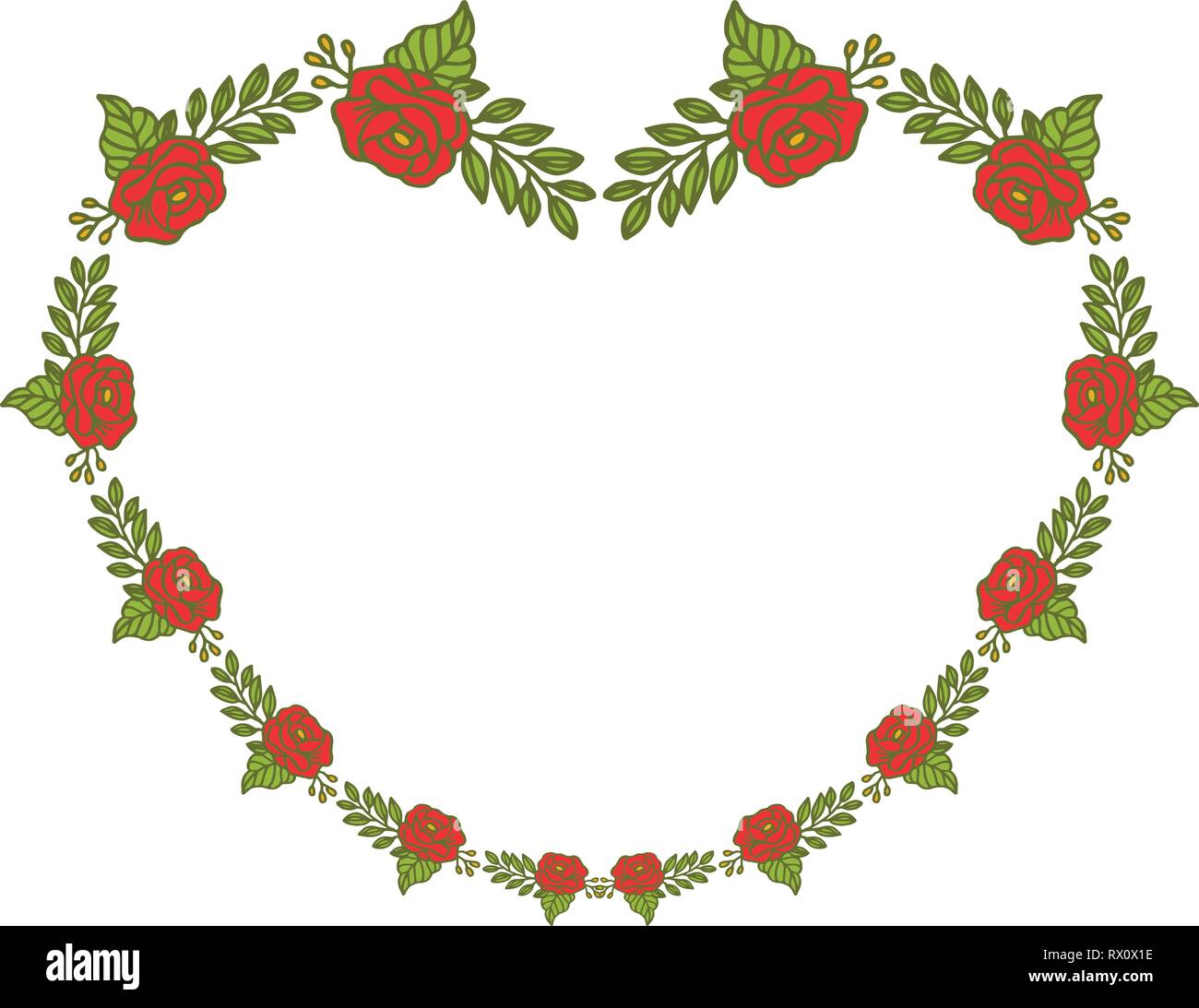 Vector illustration frame flower rose red isolated white background ...
