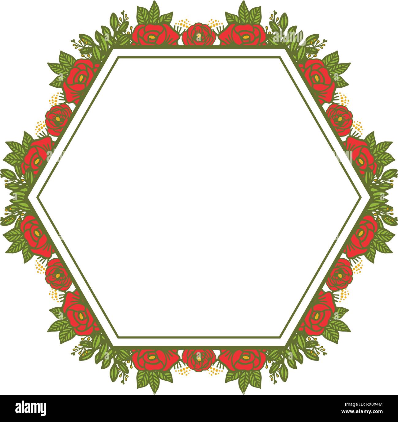 Vector illustration pattern art rose red flower frame with backdrop ...