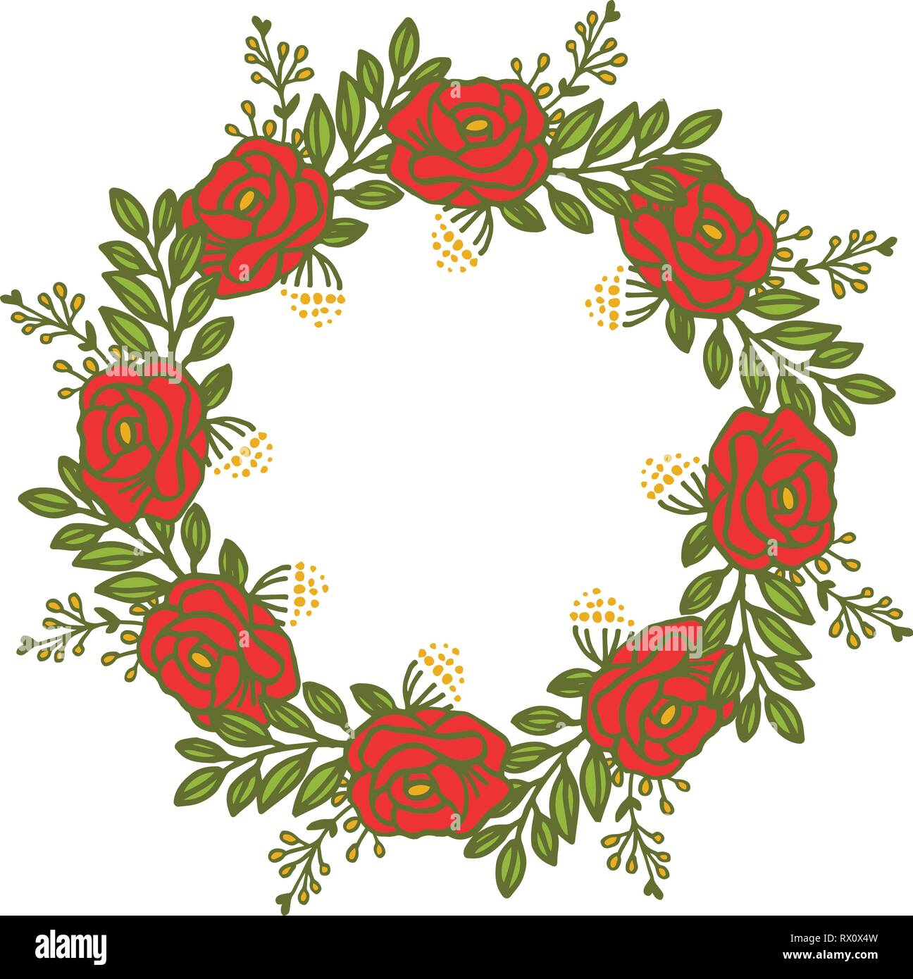 Vector illustration pattern art rose red flower frame with backdrop ...