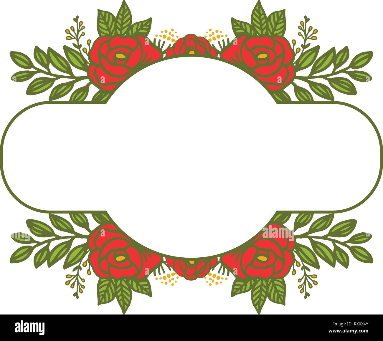Vector illustration pattern art rose red flower frame with backdrop ...