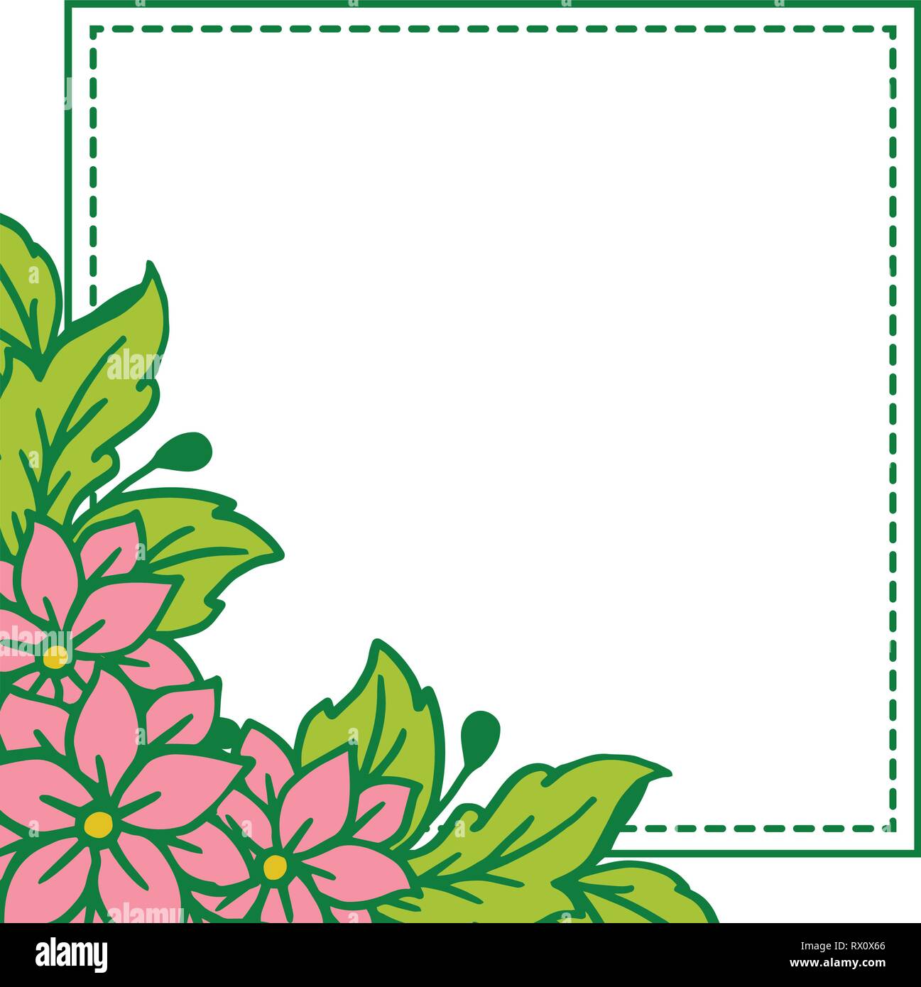 Vector illustration pink flower frame abstract with background hand ...