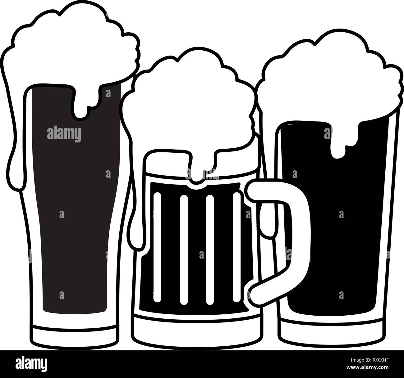 beers with foam isolated icon Stock Vector