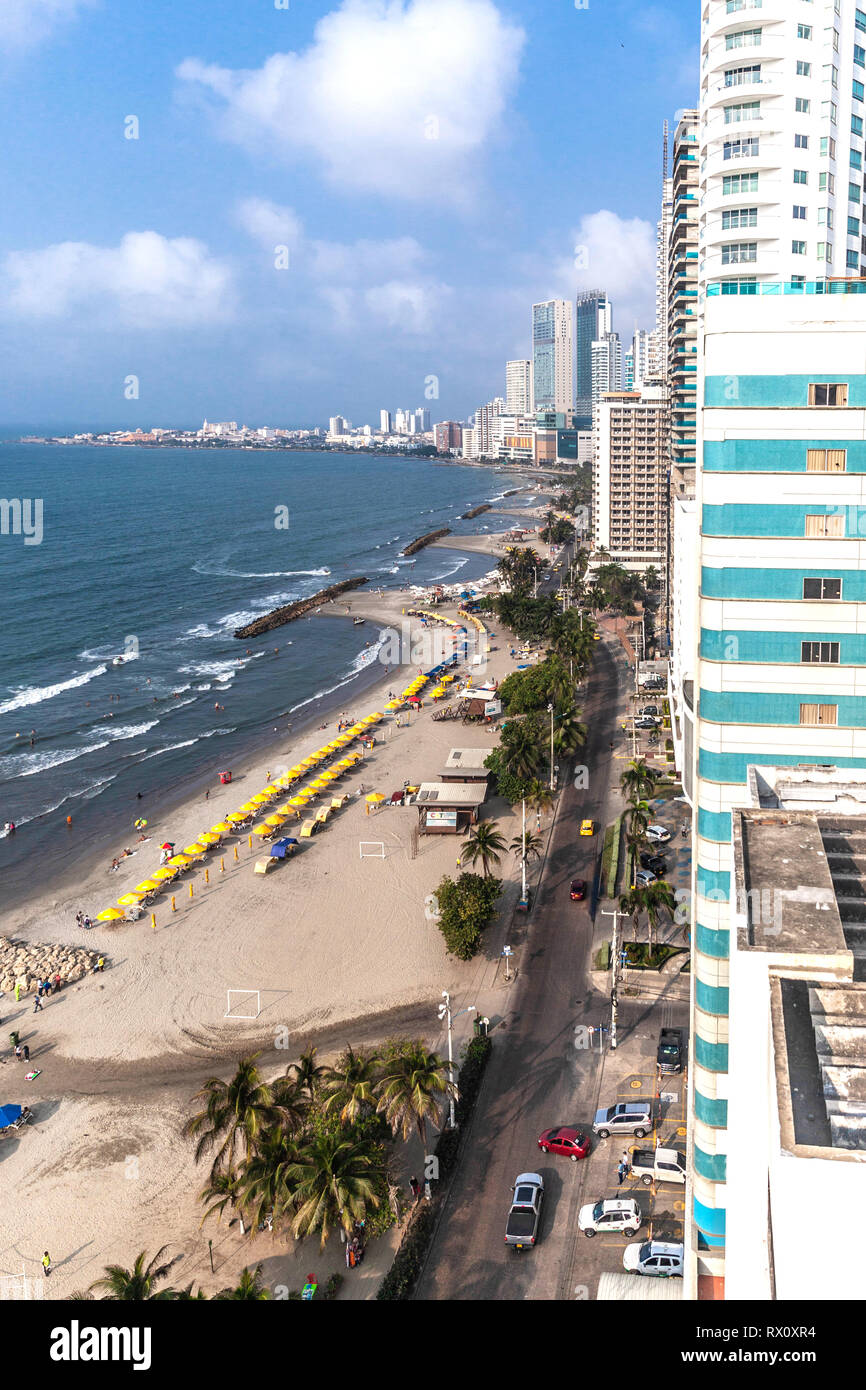 Cartagena linear skyline, Barrio Bocagrande, Cartagena, Colombia Stock