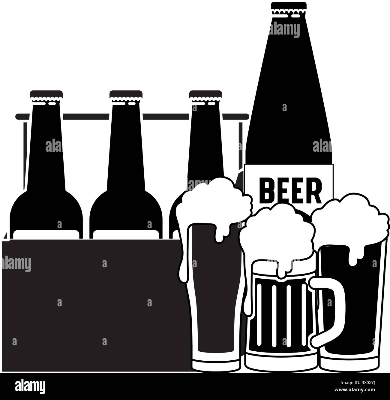 box with beer bottles and glass isolated icon Stock Vector Image & Art ...