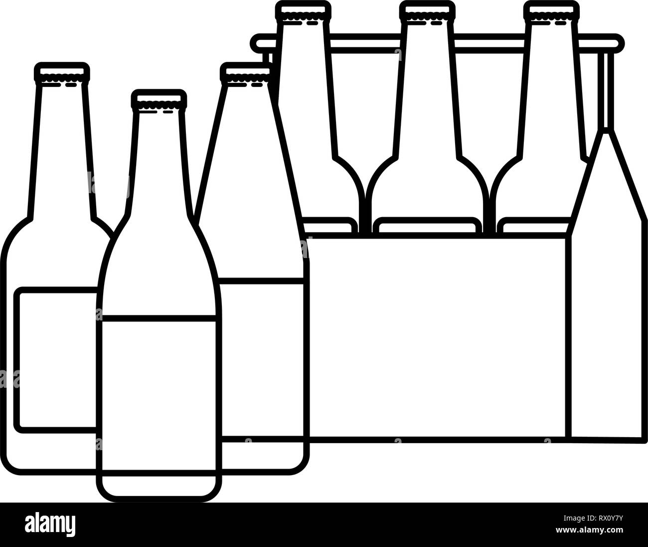 box with beer bottles isolated icon Stock Vector