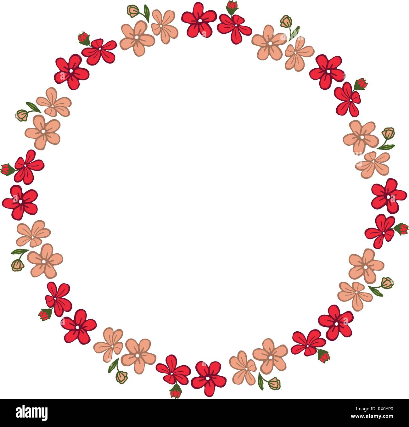 Vector illustration elegant bright colorful wreath frame with greeting ...