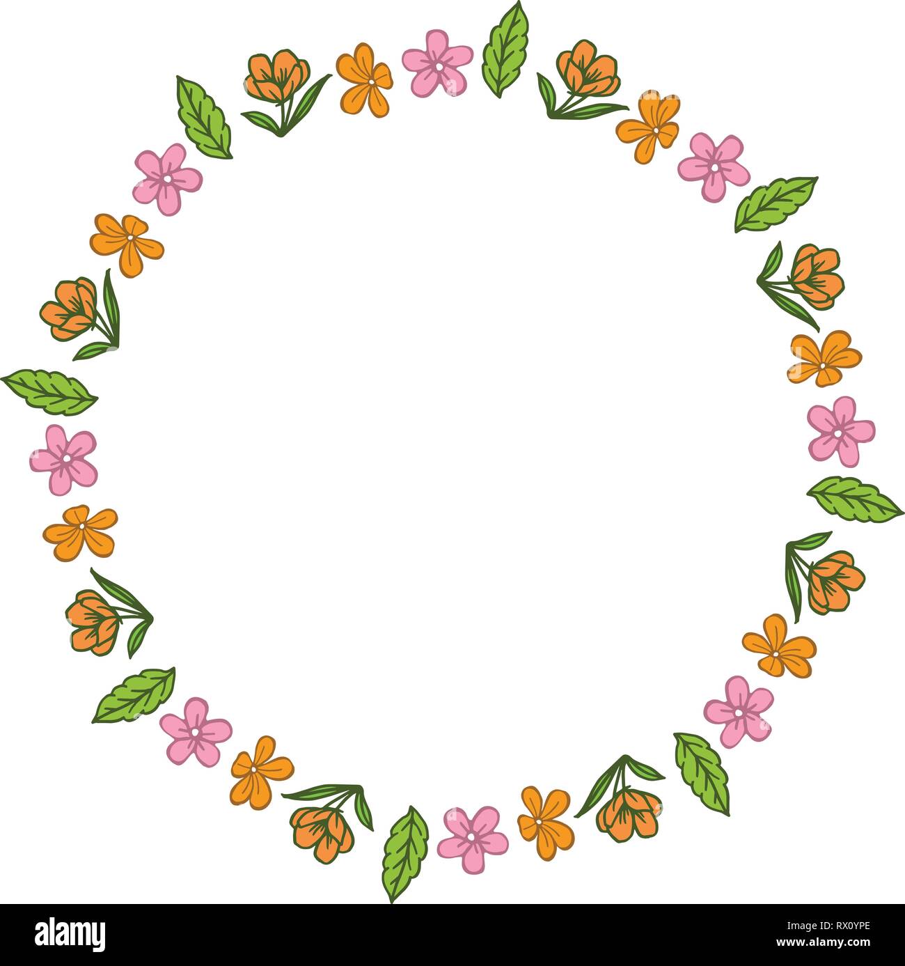 Vector illustration elegant bright colorful wreath frame with greeting ...