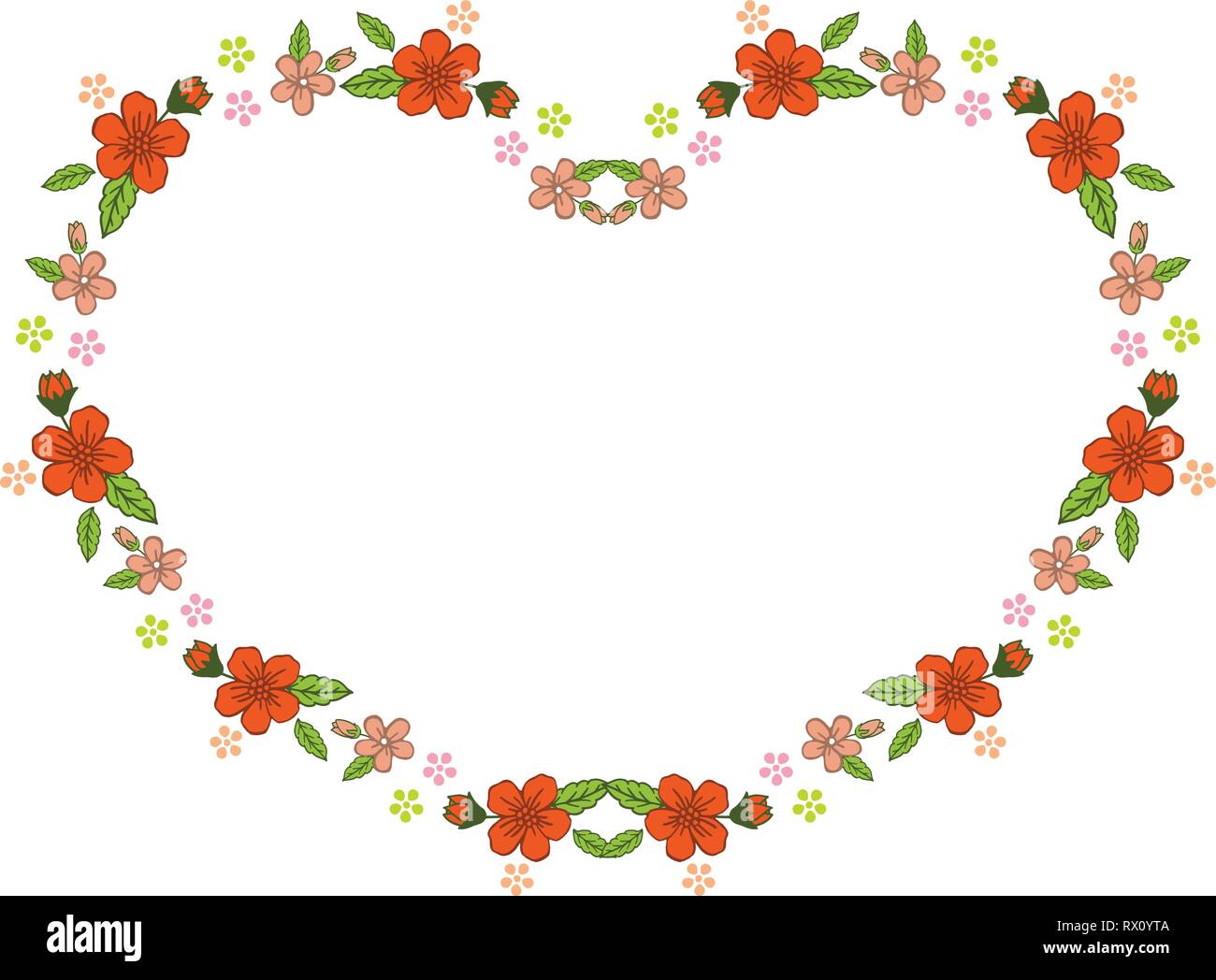 Vector illustration elegant bright colorful wreath frame with greeting ...