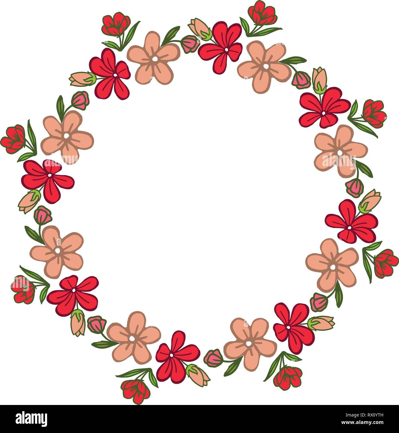 Vector illustration elegant bright colorful wreath frame with greeting ...