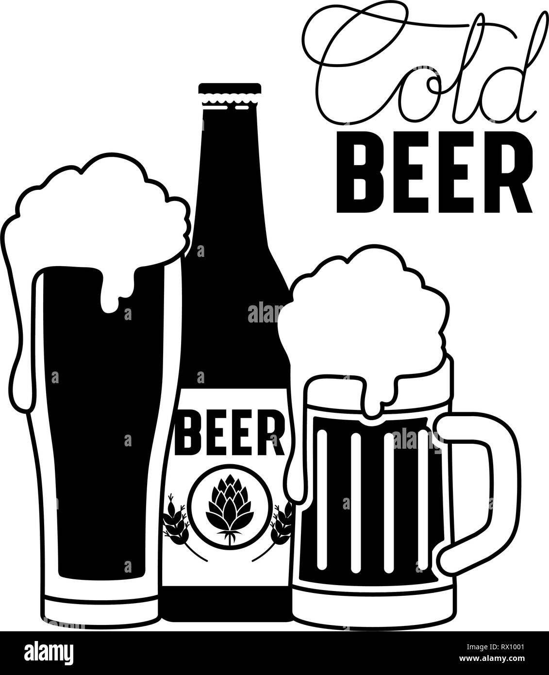 Cold beer stamp Black and White Stock Photos & Images - Alamy