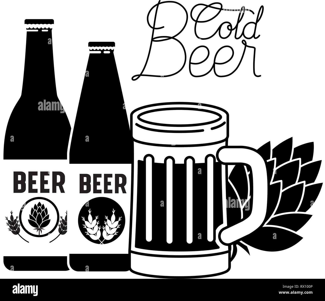 Cold beer stamp Black and White Stock Photos & Images - Alamy