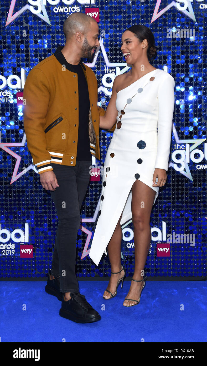 Photo Must Be Credited ©Alpha Press 079965 07/03/2019 Marvin Humes and Rochelle Wiseman Humes The Global Awards 2019 With Very.co.uk at Eventim Apollo Hammersmith London Stock Photo