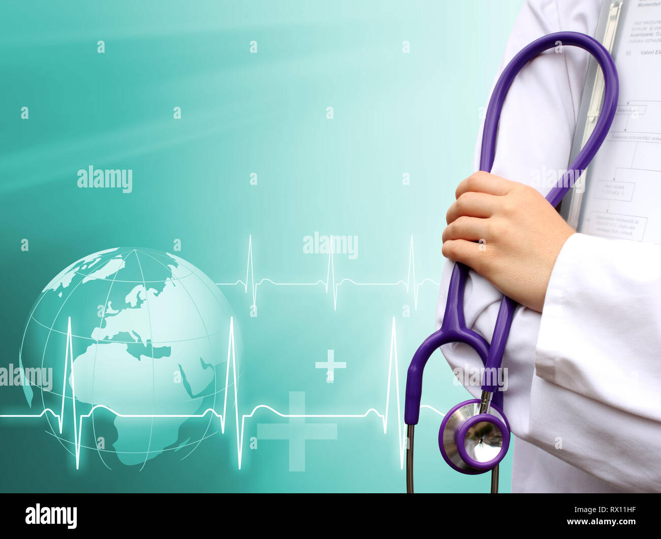 Medical background with a doctor Stock Photo