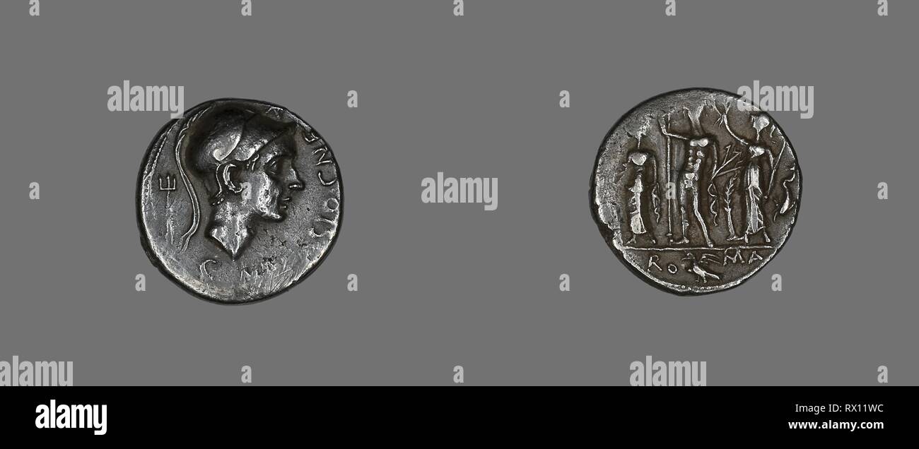 Denarius (Coin) Depicting Scipio Africanus. Roman. Date: 112 BC-111 BC ...