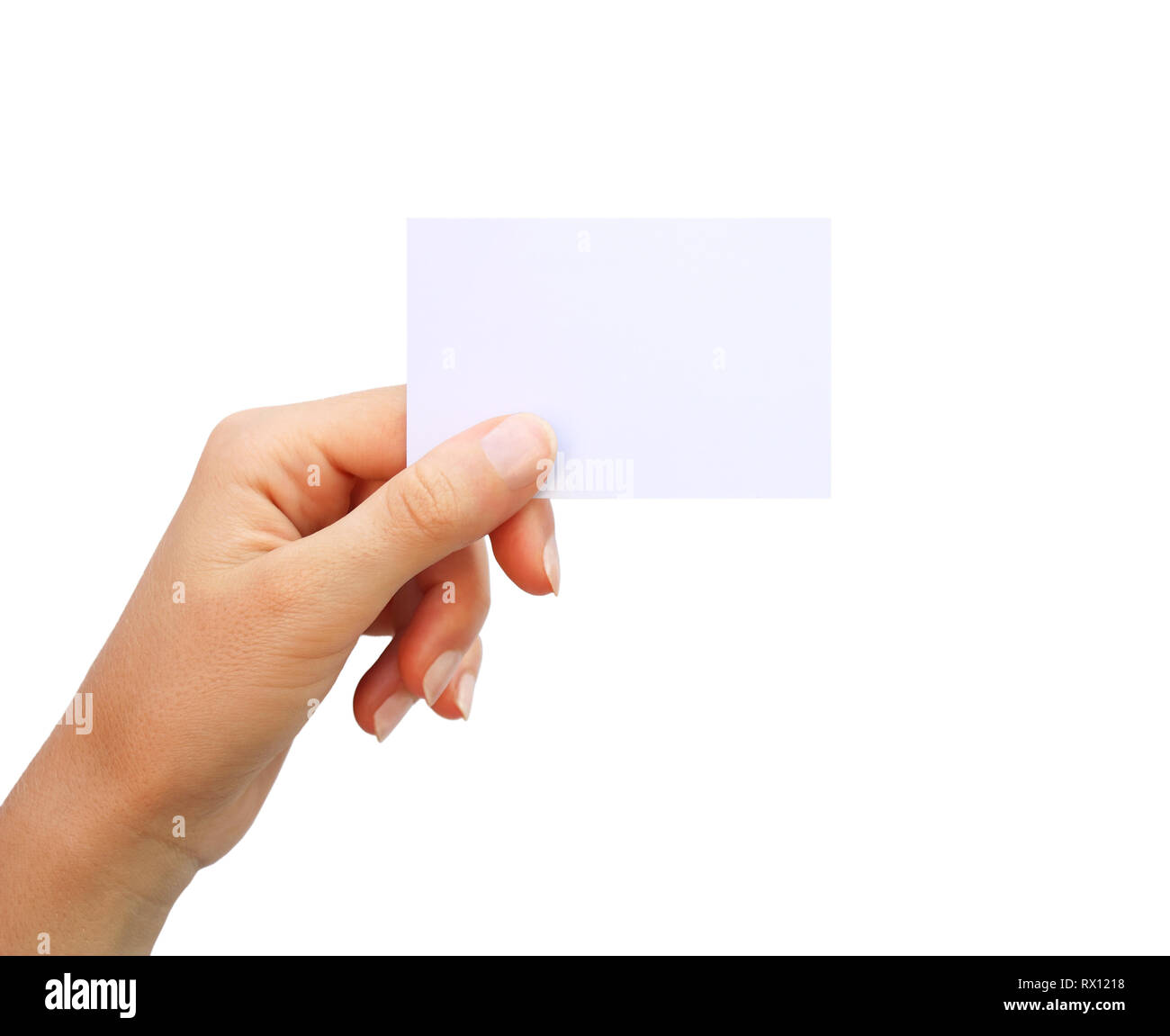 Hand holding blank business card Stock Photo - Alamy