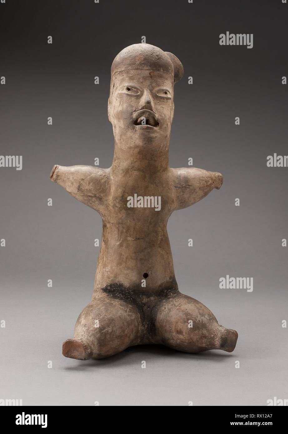 Seated Figurine. Tlatilco, Preclassic period; Tlapacoya, Valley of Mexico, Mexico. Date: 550 BC-450 BC. Dimensions: H. 8.9 cm (3 1/2 in.). Ceramic. Origin: Tlapacoyan. Museum: The Chicago Art Institute. Stock Photo